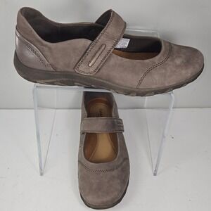 Cobb Hill Rockport Emma Mary Jane Leather Flats Grey Taupe CH6530 Womens Size 10